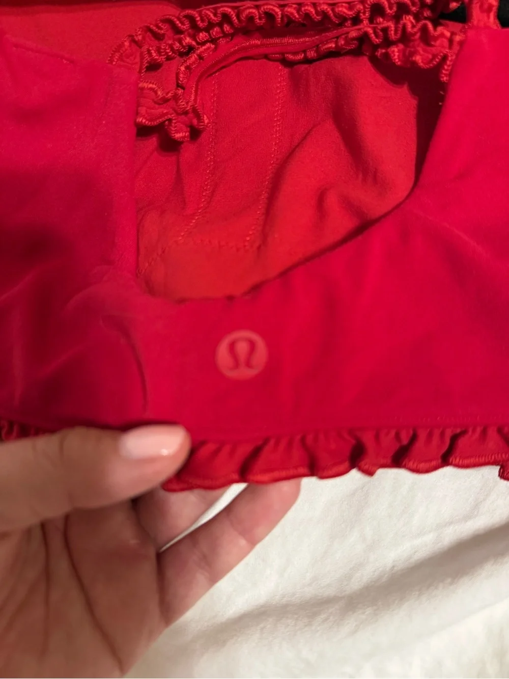 lululemon athletica Red Cropped Tank with Frill Trim